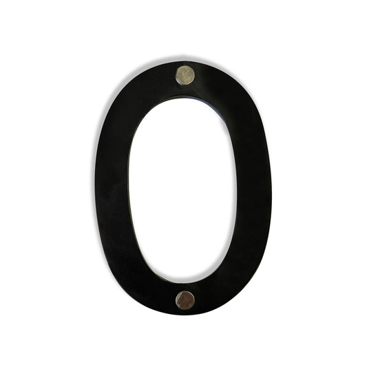 Magnetic Aluminum House Number #0, 4 in, Black