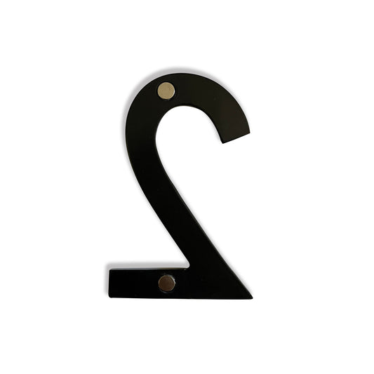 Magnetic Aluminum House Number #2, 4 in, Black