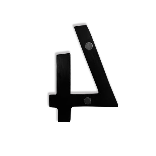 Magnetic Aluminum House Number #4, 4 in, Black