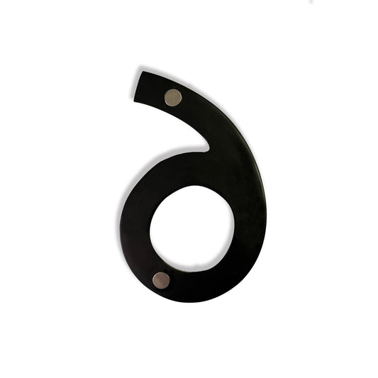 Magnetic Aluminum House Number #6, 4 in, Black