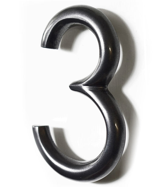 Round Shadow Number 3, Gun Metal, 5 Inch, Last Chance