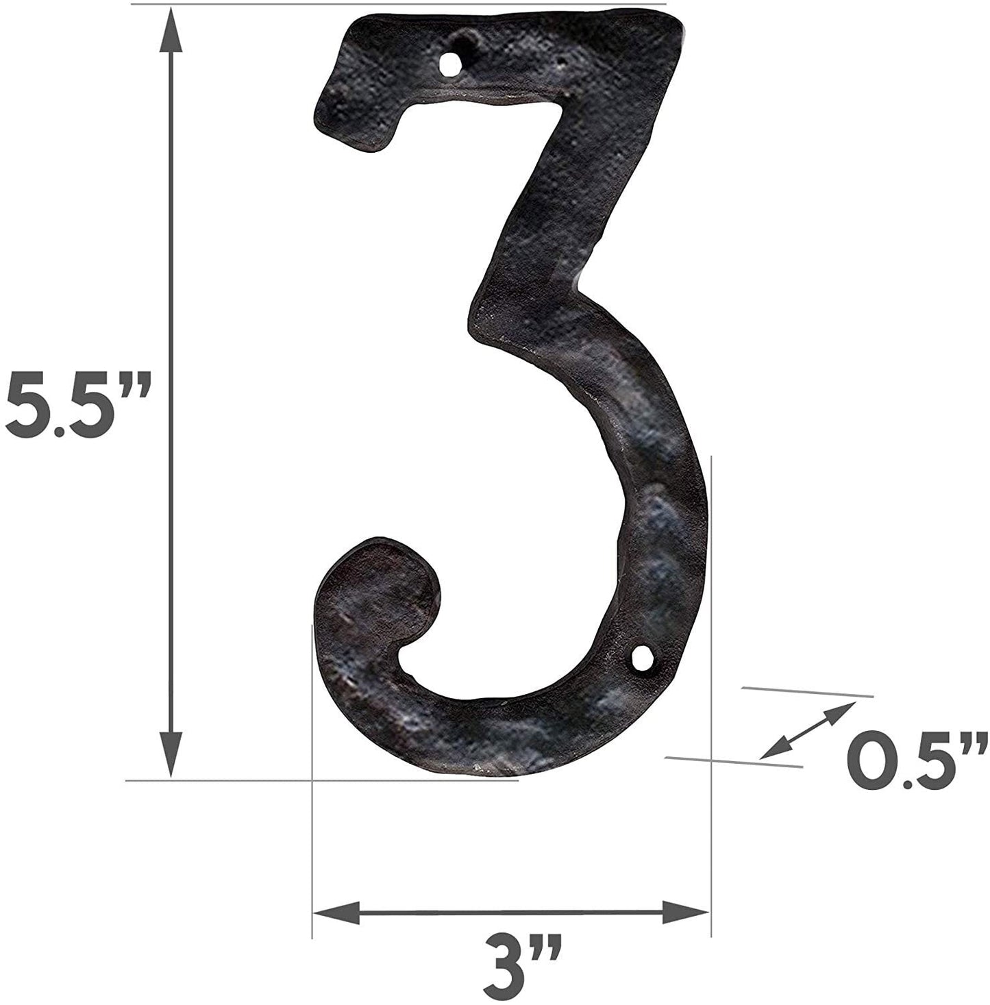 Cast iron number 3, 5.5 in (JS-RUSTICNUMBER-3)