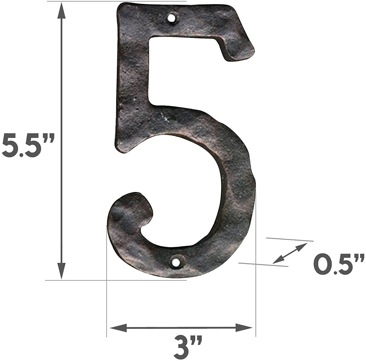 Cast iron number 5, 5.5 in (JS-RUSTICNUMBER-5)