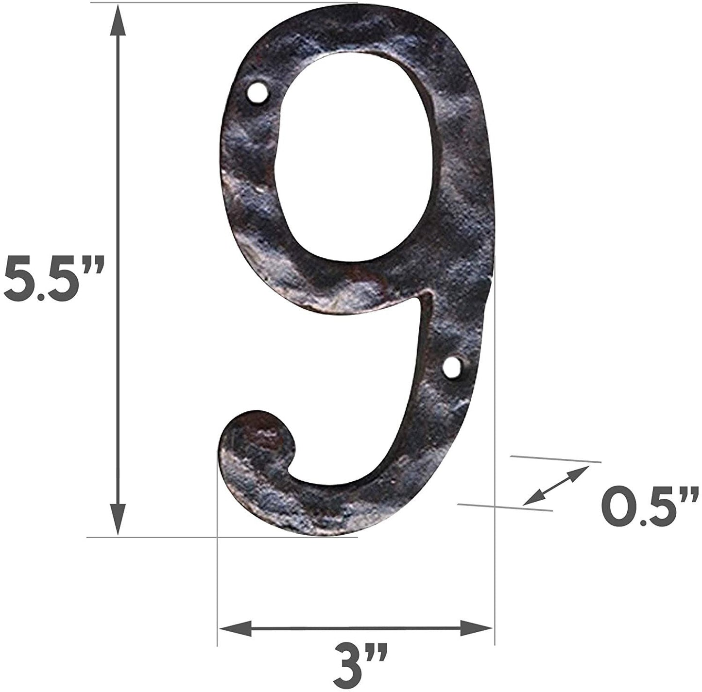 Cast iron number 6or9, 5.5 in (JS-RUSTICNUMBER-9)