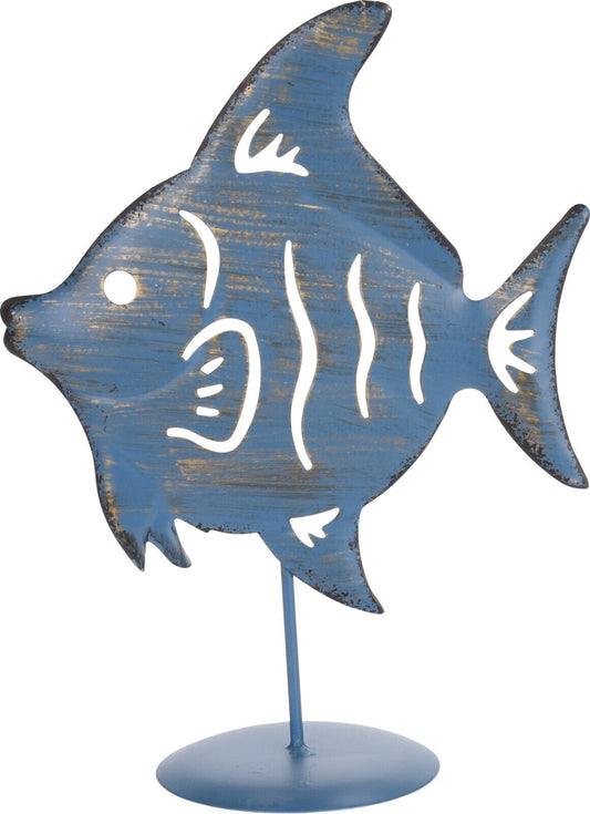 Fish Deco On Base 4Ass Metal, (YVR Showroom