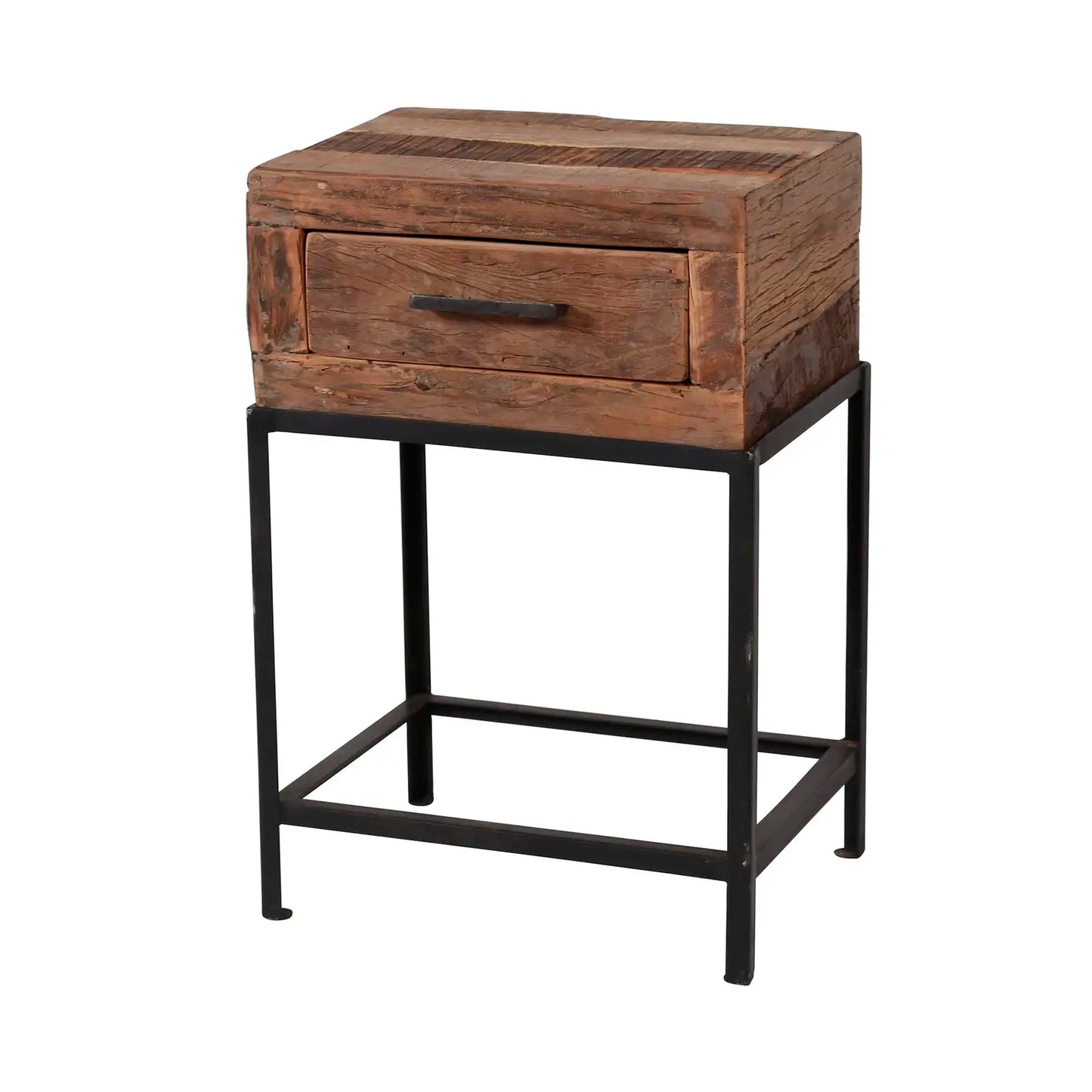 Recycled Wooden Iron Base Table With Drawer