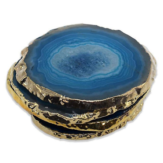 Aqua Blue Agate Coasters, 4.5X4.5 in, Resin