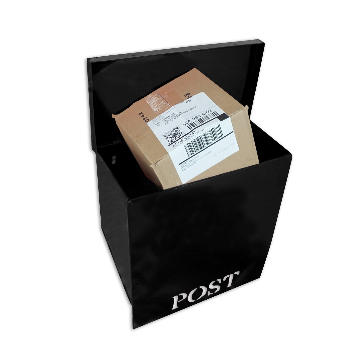 Stanley Iron Mailbox, Black, W/Cut, Last Chance