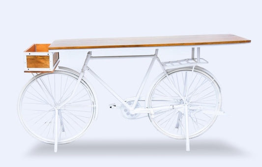 Euro Bicycle Console Table, White
