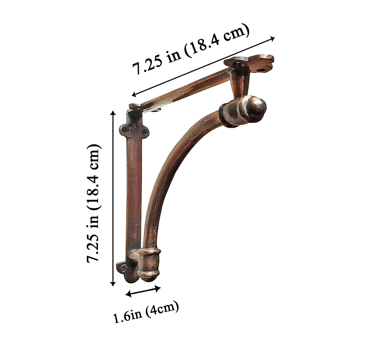 Slim Halfround Bracket, 7 inch, Antique Copper