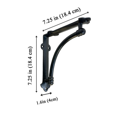 Slim Halfround Bracket, 7 inch, Black