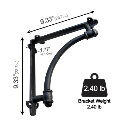 Slim Halfround Bracket, 9.6 inch, Matte Black