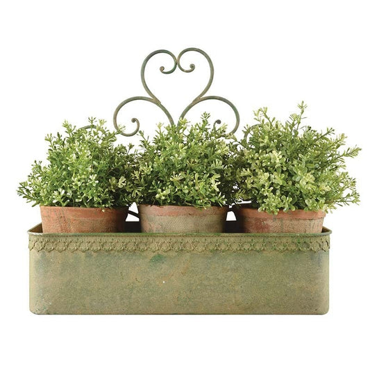 Aged Metal Green Wall Planter L