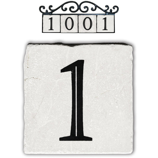 1, classic marble number tile