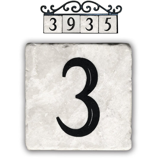 3, classic marble number tile