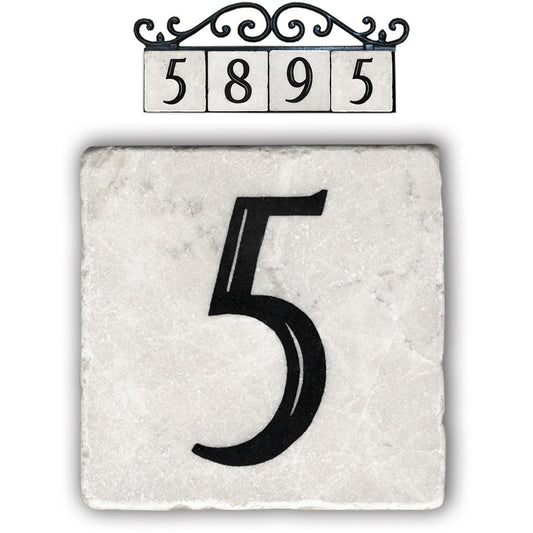 5, classic marble number tile