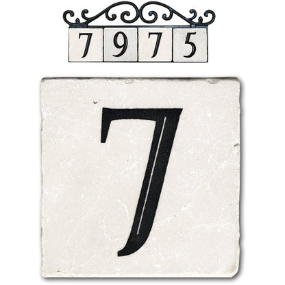 7, classic marble number tile