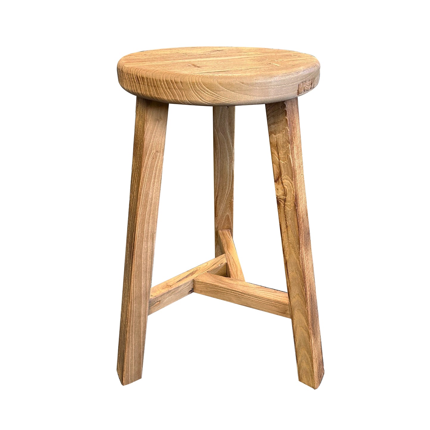 Recycled Elmwood Stool, Round, Tall 26 in