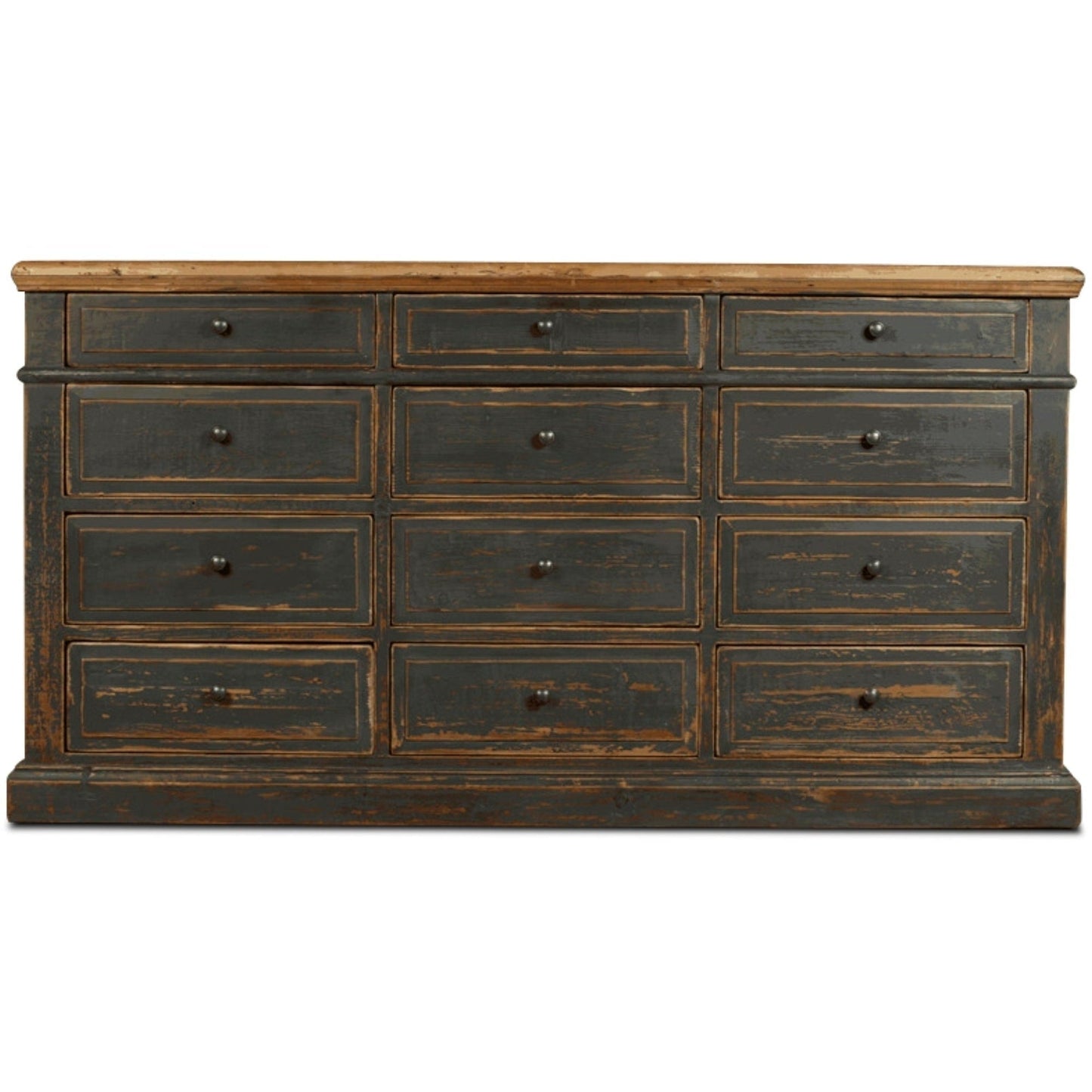 Recycled Pine Buffet, Antique Black, 12 Drawers