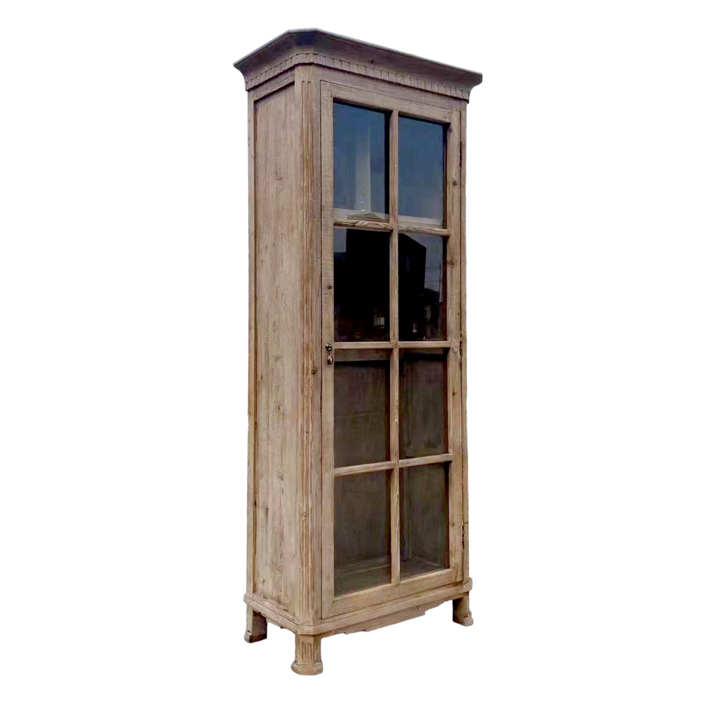 Recycled Old Pine Glass Cabinet, Natural