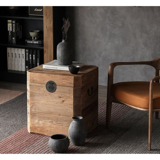 Reclaimed Wooden Side Table With Storage