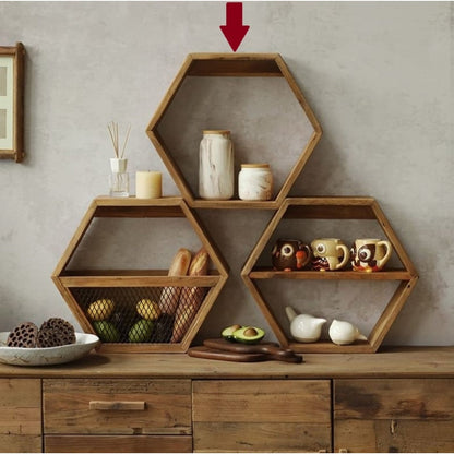 Reclaimed Wooden Hexagon Shelf