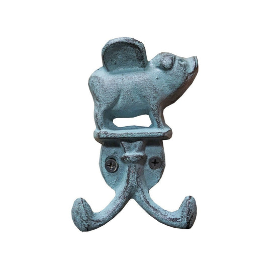 Flying Pig Dbl Hook Cast Iron Blue