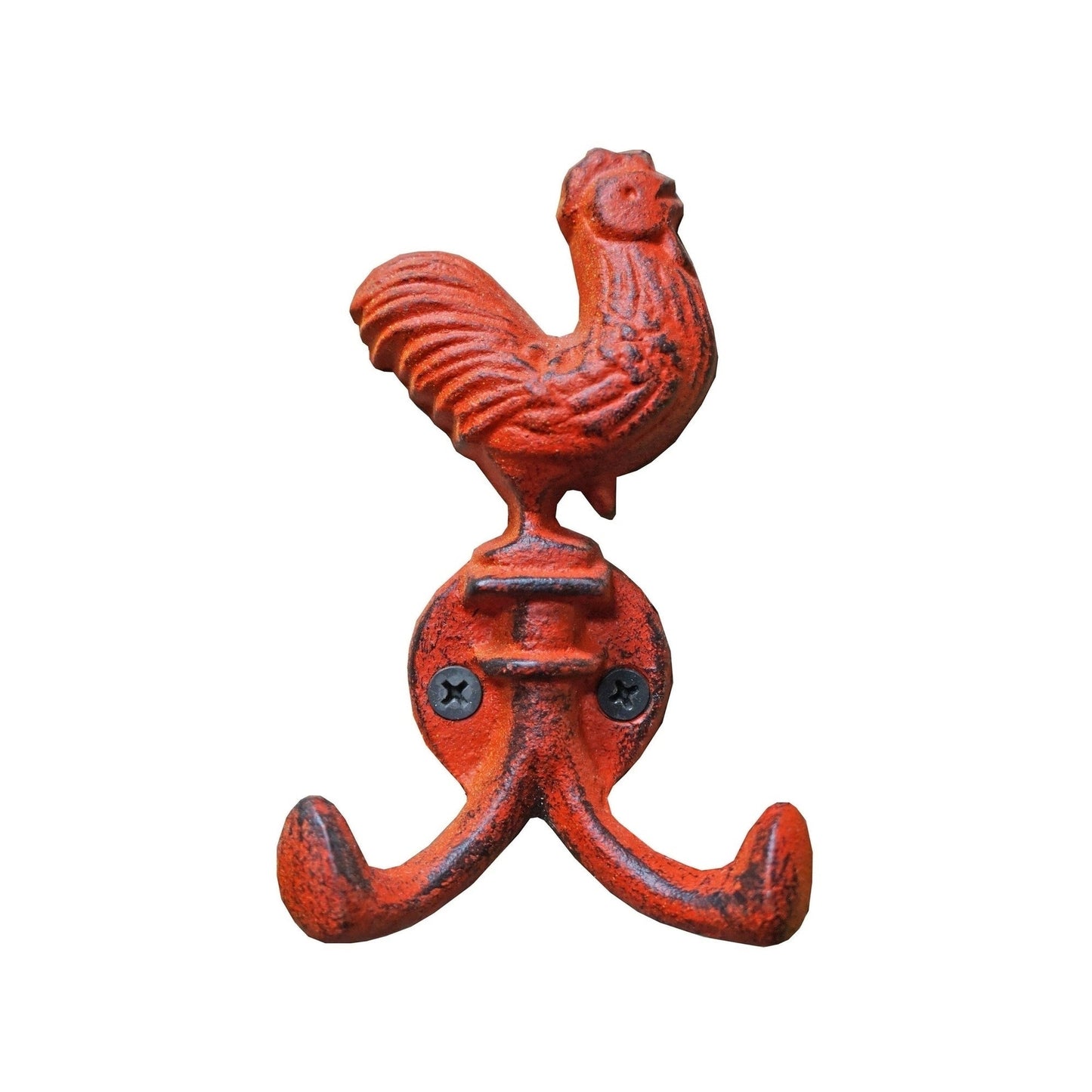 Rooster Dbl Hook Cast Iron Red