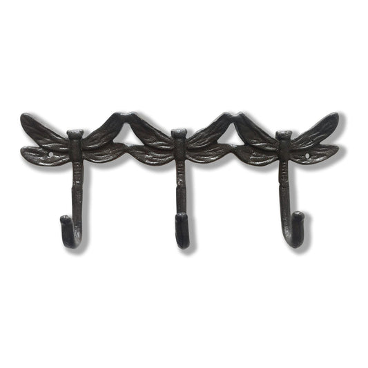 Dragonfly Hook Rack, Cast Iron, Brown