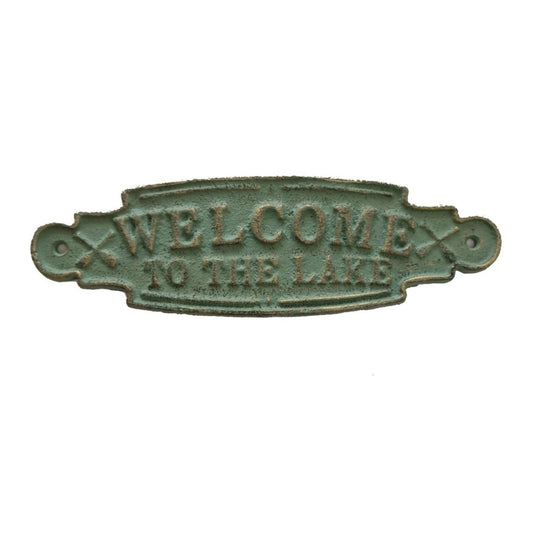 ~Welcome To The Lake~ Sign, Antique Green