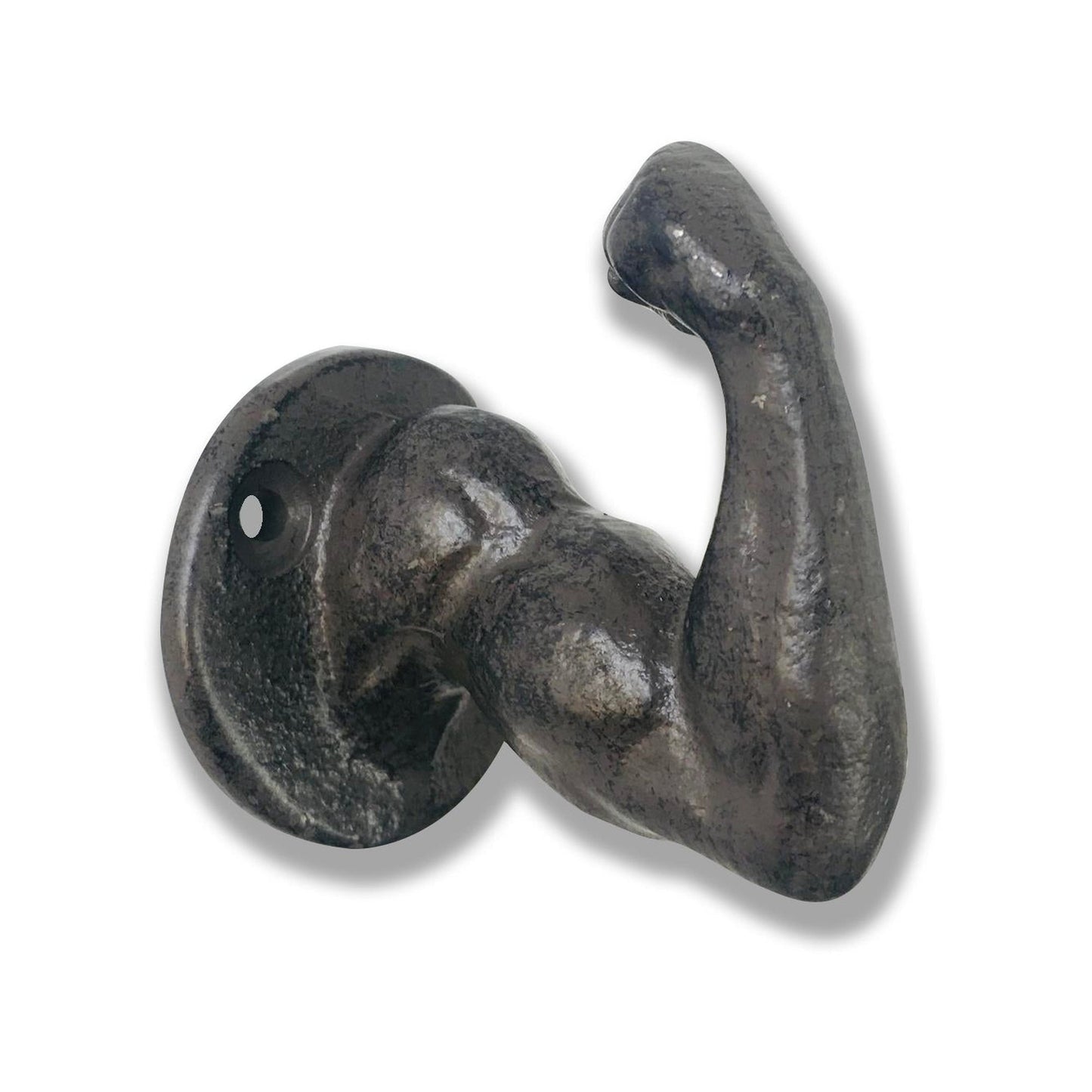 Muscle Arm Hook, Cast Iron, Brown