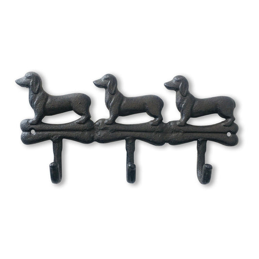 Row of Dogs Hook Rack, Cast Iron, Brown