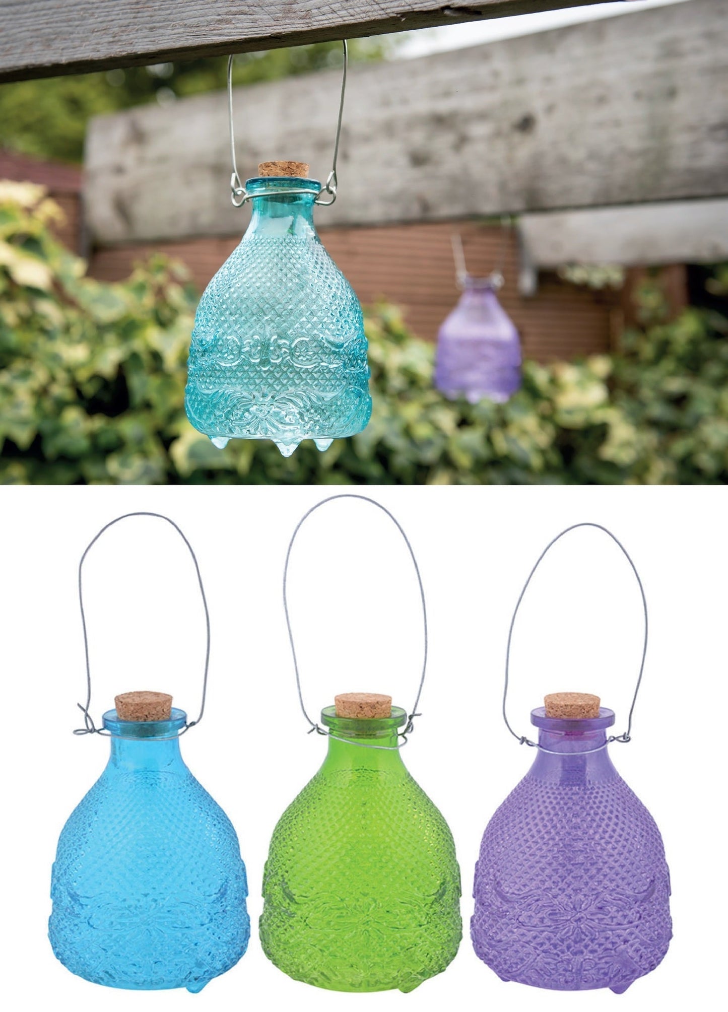 Wasp Trap Hobnail Glass 3 Colours