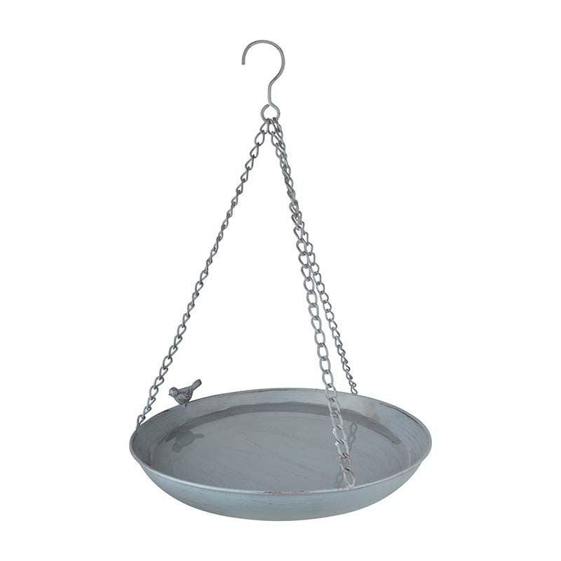 Grey Metal Hanging Bird Bath