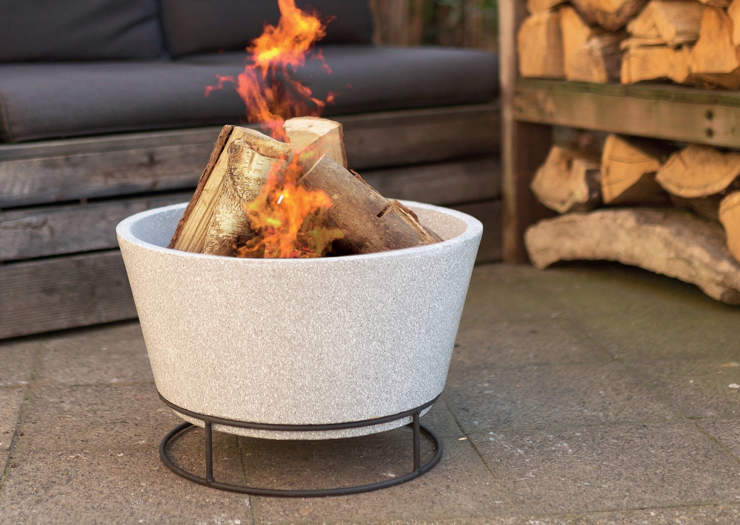 Ceramic Firebowl Concrete Look