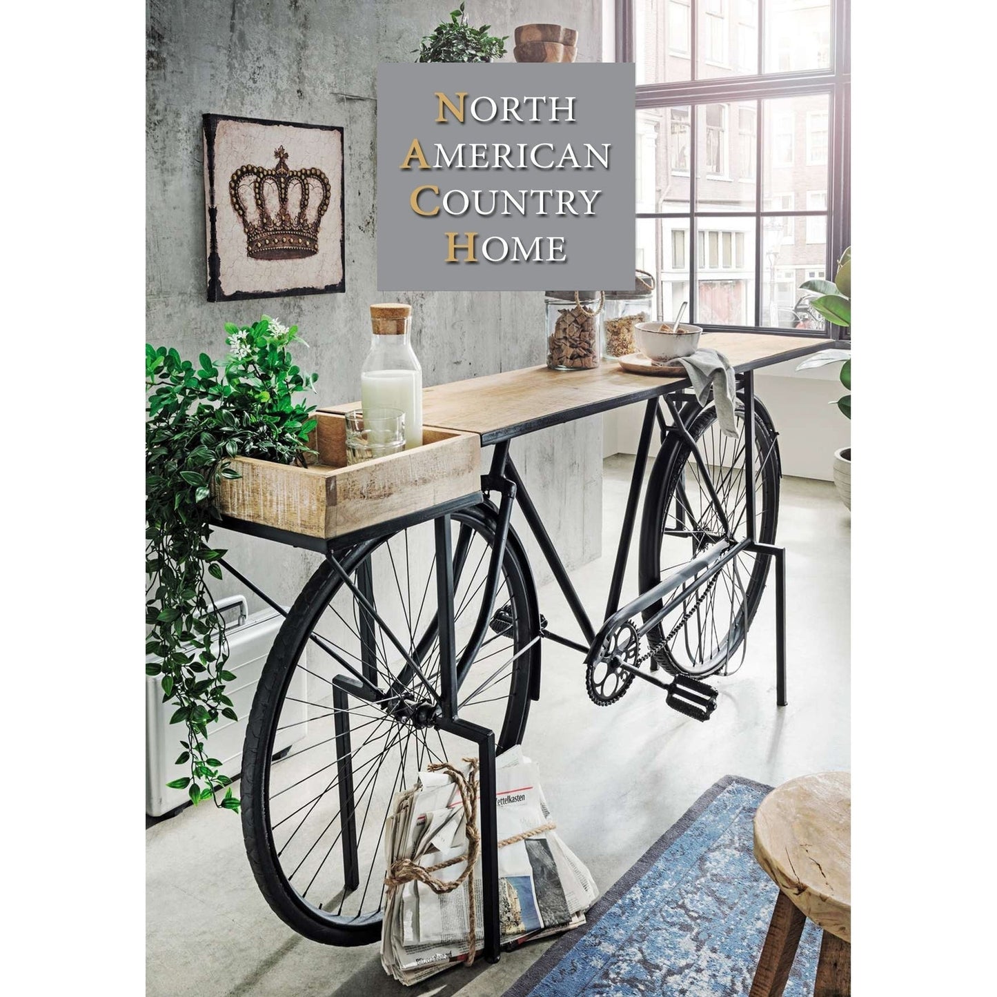 Euro Bicycle Console Table, Blk