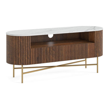 Ellis Wooden Media Unit With Marble Top, Small