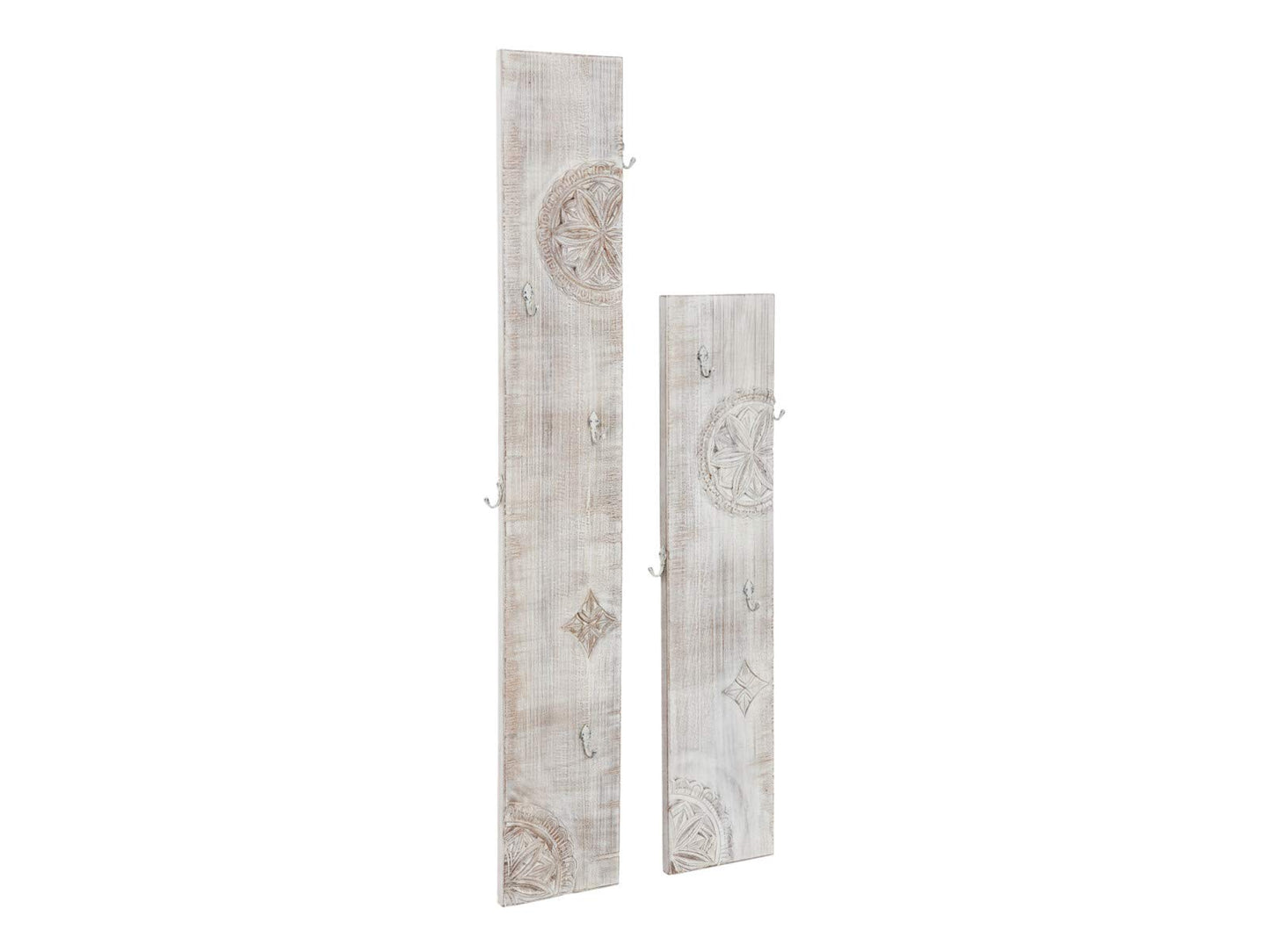 Carved Hook Board Set, Distressed White Finish