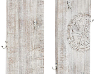 Carved Hook Board Set, Distressed White Finish, 25% Off