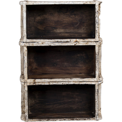 Wooden Brick Mould, Wall Shelf Rack, 3 Tier, White