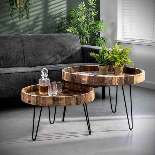 Reclaim Wood Nesting Table Set, 24 (D)x16 in, 31.5 (D)x 17