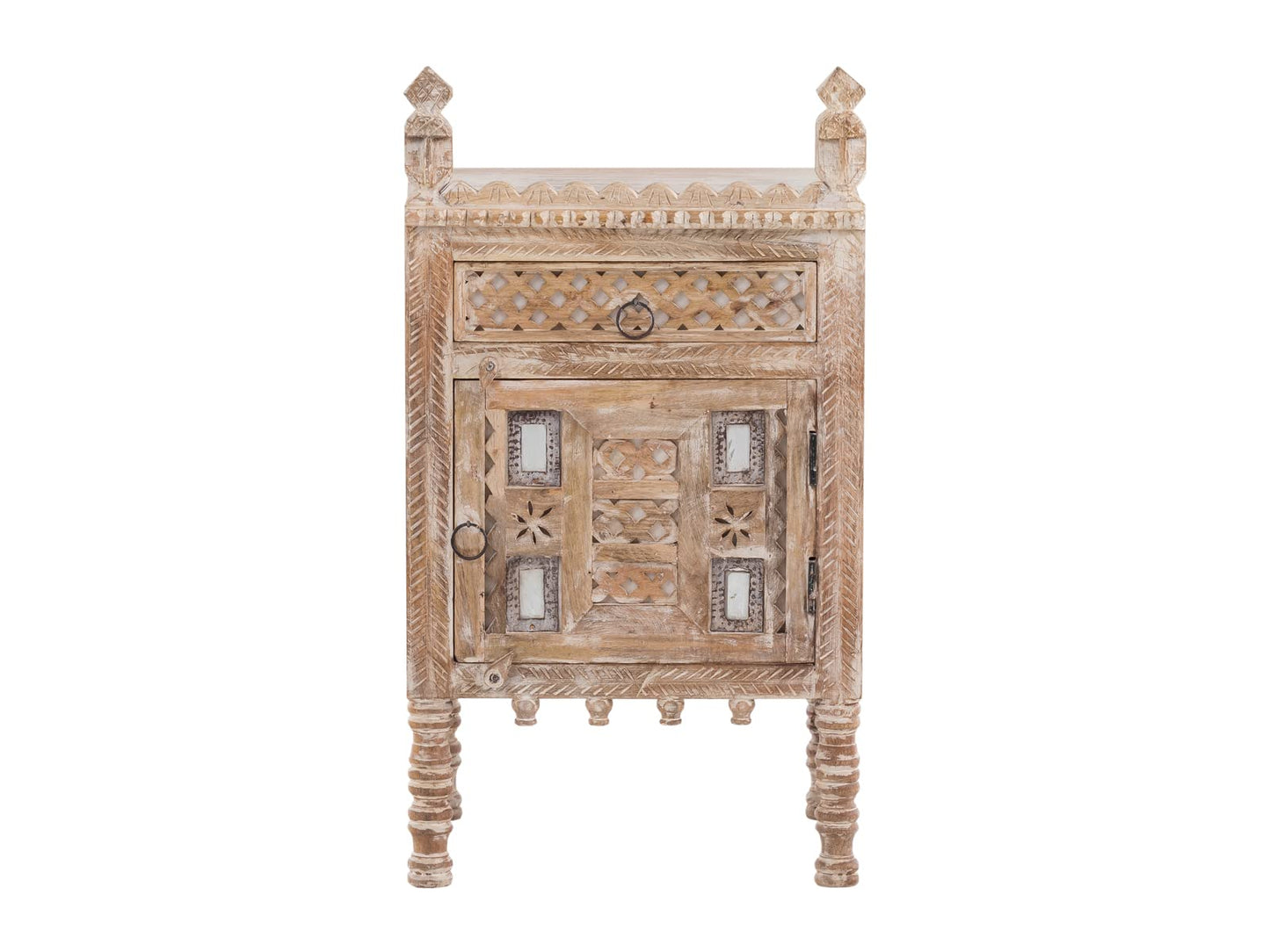Hand Carved Wooden Bedside Table, Last Chance