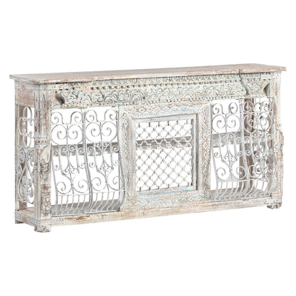 Jali Wooden Console, Wrought Iron Panel