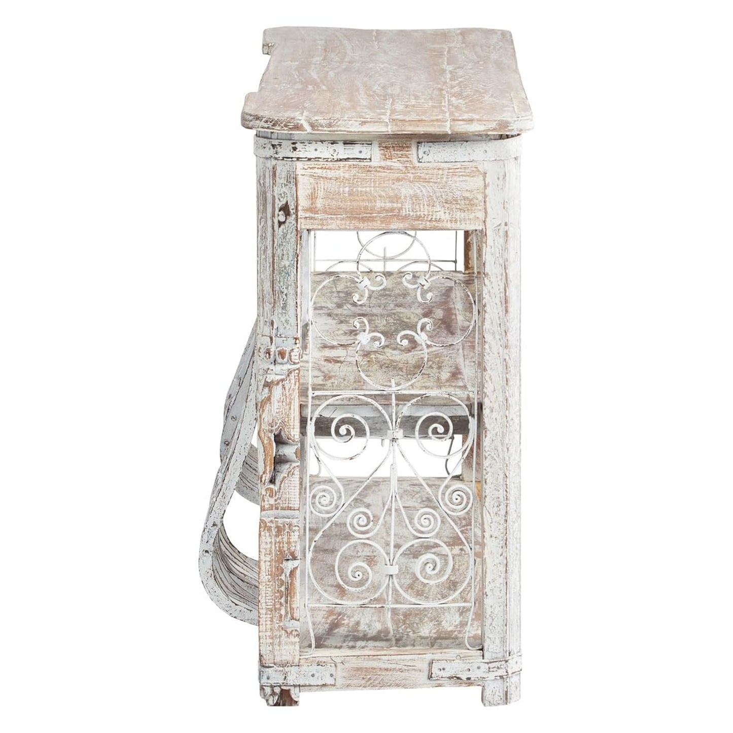 Jali Wooden Console, Wrought Iron Panel