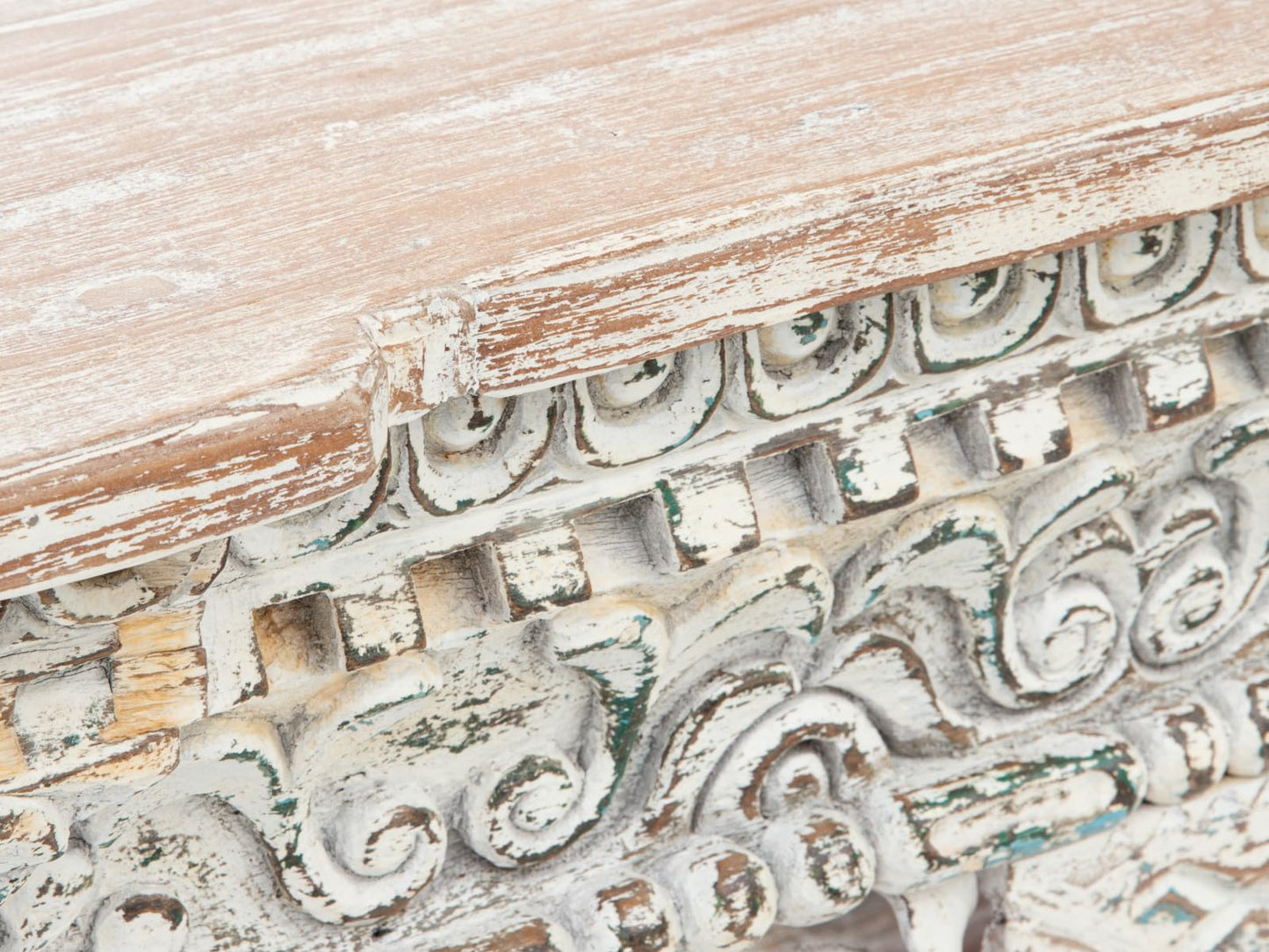 Jali Wooden Console, Wrought Iron Panel