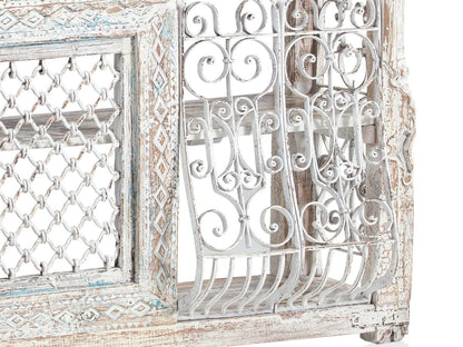 Jali Wooden Console, Wrought Iron Panel