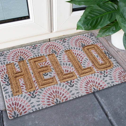 Pressed Coir Doormat "Hello", Multicolor, Last Chance