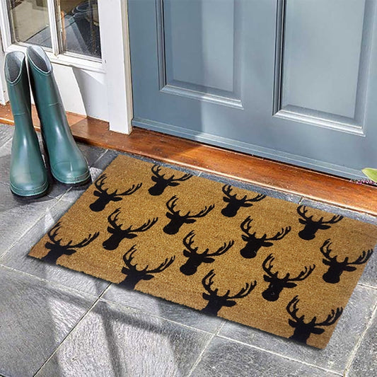 Stag Head Coir Doormat, PVC Tufted