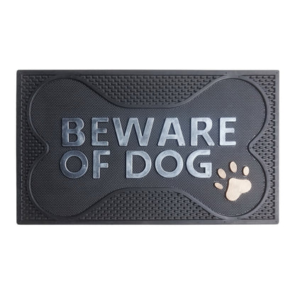 ~BEWARE OF DOG~ Rubber Doormat, Silver & Copper Finish