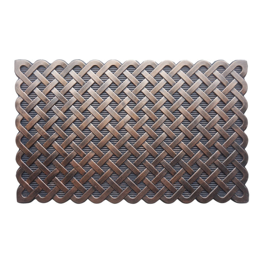 Braided Pattern Rubber Doormat, Copper Finish